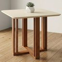 Ver imagem 2 de Mesa de Jantar 4 Lugares Tampo Mdf 94x94 Cm 15171 Nature Off White Molci