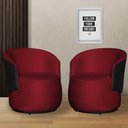 Ver imagem 1 de Kit 2 Poltronas Organica Beatriz Veludo Vermelho C/ Composê Corano Preto - Lm Decor