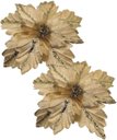 Ver imagem 1 de Kit 12 Flores Artificial Glitter Dourado Madeira Natal 25cm