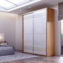 Ver imagem 2 de Guarda Roupa Solteiro 179cm 2 Portas de Correr 100% MDF TW601 Freijó/Off White - Dalla Costa