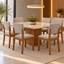 Ver imagem 1 de Cadeira para Sala de Jantar Kit com 2 Ravena Estofada Confortável em Linho