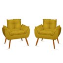 Ver imagem 1 de Kit 2 Poltronas Opala Suede D-23 Estrutura Madeira Amarelo