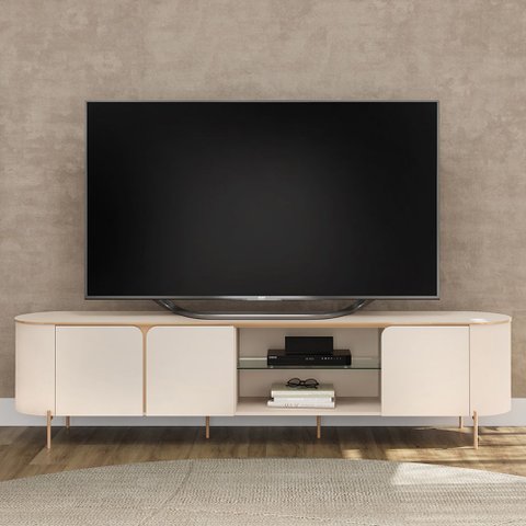 Rack para Sala de Estar TV 75 pol Orgânico Harper D05 Off White - Lyam Decor