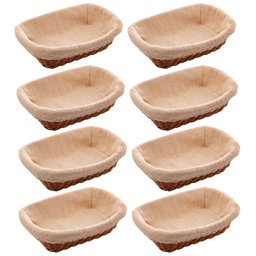 Kit 8 Cestas Porta Pão 24,5x17cm Lyor Plástico Rattan Tecido Mesa Posta Hotel - 1