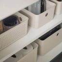 Ver imagem 4 de Cesto Organizador Multiuso 34x15x9cm Flow Perfurações 4,5l Bege ou Caixa
