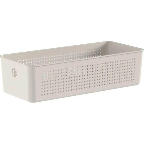 Cesto Organizador Multiuso 34x15x9cm Flow Perfurações 4,5l Bege ou Caixa