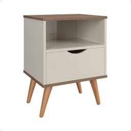 Mesa de Cabeceira Estilo Retro Puxador Usinado Criado Grecia:off White/canela - 1