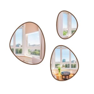 Kit 3 Espelhos com Moldura Orgânico Design Elegante