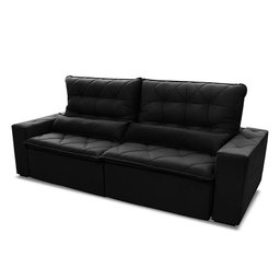 Sofá Retrátil/Reclinável Islândia 3,00m Suede Velut Preto c/ Molas no Assento - King House - 7