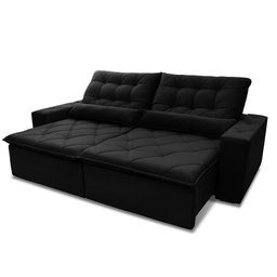 Sofá Retrátil/Reclinável Islândia 3,00m Suede Velut Preto c/ Molas no Assento - King House - 5