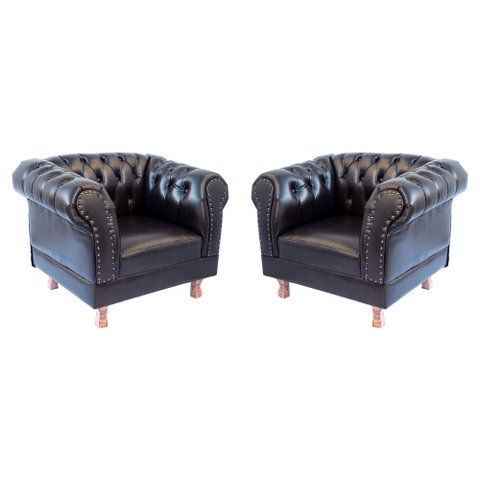 Kit 2 poltronas Chesterfield Capitonê Duque Corano Café Decoração, Recepção, Salas de Tv e Estar
