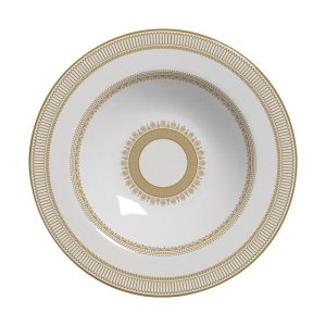 Prato Fundo Plissan Rendado Dourado Em Ceramica - Conjunto de 6 Peças