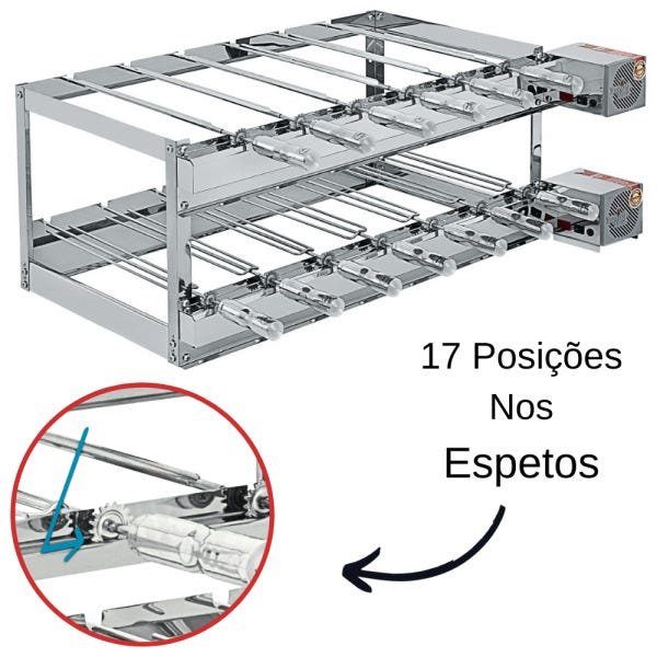 Churrasqueira Elétrica Giratória Inox 13 Espetos Modelo Especial 2A/2M Mot Direito - 5