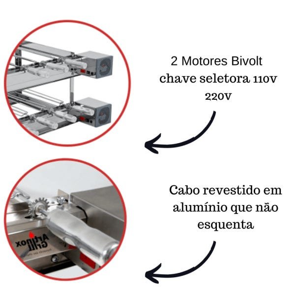 Churrasqueira Elétrica Giratória Inox 13 Espetos Modelo Especial 2A/2M Mot Direito - 4