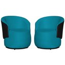Ver imagem 2 de Kit 2 Poltronas Organica Beatriz Suede Azul Turquesa C/ Composê Corano Preto - Lm Decor