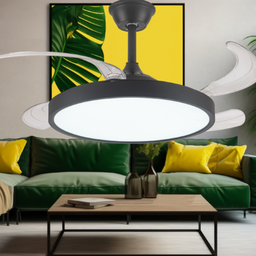 Ventilador Plafon Retrátil Teto Controle Remoto Led 4 Pás Fresh Wind Slim Preto - 4