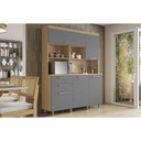 Ver imagem 1 de Kit de Cozinha Compacta Nobreza C/ 5 Portas e 2 Gavetas 160cm Carvalho/titânio - Nesher