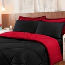 Ver imagem 3 de Jogo de Cama Casal 6 Peças com Edredom e Lençol Preto e Vermelho Casa Dona
