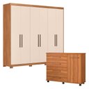Ver imagem 1 de Cômoda Flora e Guarda Roupa Casal Venice 62780pe Amendola Touch Off White com Pés - Demóbile