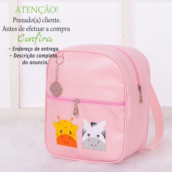 Bolsa Mochila Criança Infantil 1 peça Personagens Coleções: BICHOS ROSA - 2