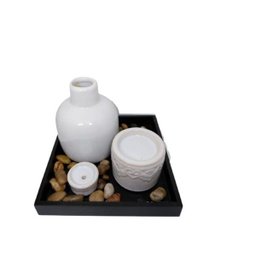 Jogo Bandeja Cerâmica 04 Pçs Zen Garden Tons Preto E Branco - 2