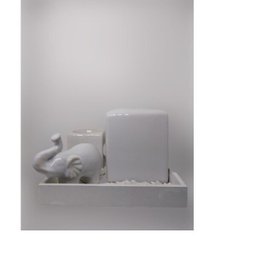 Jogo Bandeja Cerâmica 04 Pçs Zen Garden Elefante Branco - 4