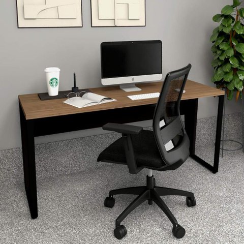 Mesa Escrivaninha Industrial 1,50m Ameixa Pre Pés Metal F5