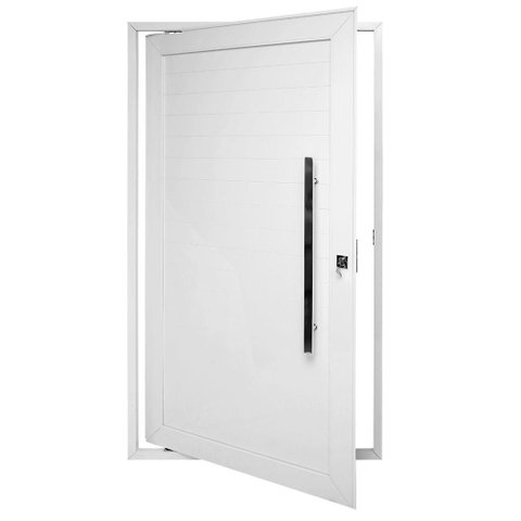 Porta Pivotante Alumínio Branco Lambril c/Puxador 100cm Maxx - 230x100 - Esquerda