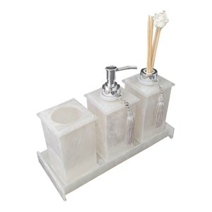 Kit Potes Em Acrílico Para Banheiro 4 Pçs Luxo K15pe4 Pérola