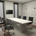Ver imagem 1 de Mesa de Reunião com Painel TV 250cm em MDF Corporate Cinza