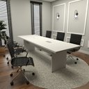 Ver imagem 5 de Mesa de Reunião com Painel TV 250cm em MDF Corporate Cinza