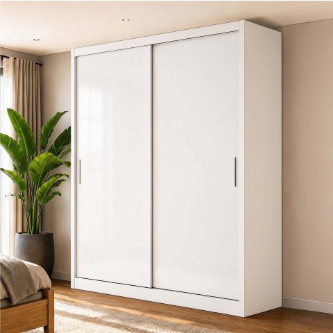 Guarda-Roupa 100% MDF 2 Portas de Correr 2 Gavetas 131x213x55cm Branco