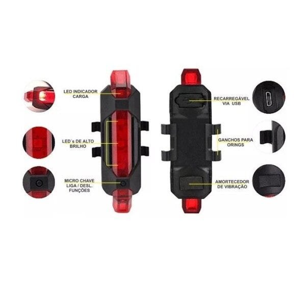 Sinalizador Traseiro Usb LT-8521 - Lintian - 2