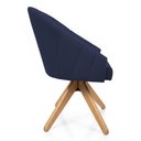 Ver imagem 5 de Kit 8 Poltronas Giratórias Alana Suede Azul Marinho Base de Madeira - Pallazio