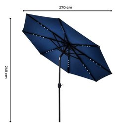 Guarda Sol Ombrelone Suspenso Aluminio 2,7m Azul C/ Led IWOBCAL270AZ Importway - 2