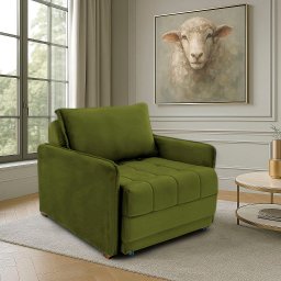 Poltrona Cama Reclinável Retrátil Viena Veludo Verde Musgo - Loja Sheep - 2