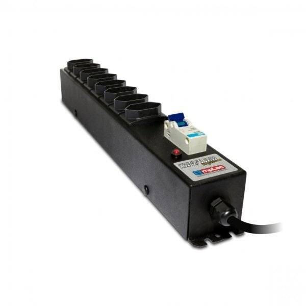 Filtro de Linha 8 Tomadas com Chave Disjuntora 20A Cabo Certificado 3 Metros Bivolt Metálico Profiss - 1