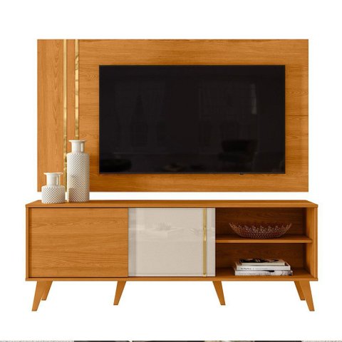 Combo Painel de Tv 60 Polegadas + Rack Cronos - 7 Decor Cinamomo e Off White