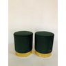 Kit 2 Puff Veludo Verde Base Dourada - 3