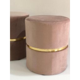 Kit 2 Puff Rosa com Cinta Dourada - 3
