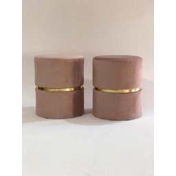 Kit 2 Puff Rosa com Cinta Dourada - 2