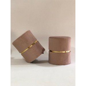 Kit 2 Puff Rosa com Cinta Dourada