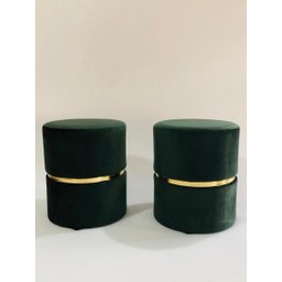 Kit 2 Puff Verde com Cinta Dourada - 3