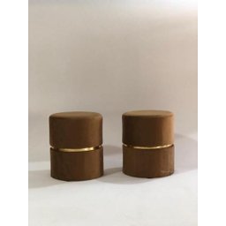 Kit 2 Puff Marrom com Cinta Dourada - 3