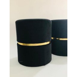 Kit 2 Puff Preto com Cinta Dourada - 3