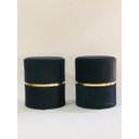 Ver imagem 2 de Kit 2 Puff Preto com Cinta Dourada