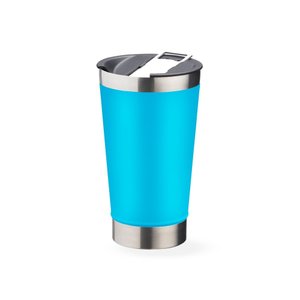 Copo Térmico de Aço Inox com Tampa Abridor 500ml - Brava Azul Claro