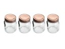 Ver imagem 2 de Suporte Porta Condimentos Aço Cromado 6 em 1 Com 4 Potes Vidro Tampa Rosê Gold 150ml