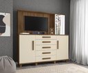 Ver imagem 4 de Cômoda Alta com Painel /multiuso/ Sapateira/organizador Stars Paratv até 42'' 5 Gavetas com Corrediç