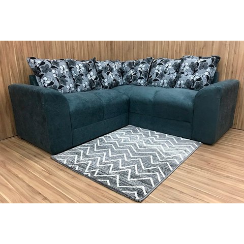 Sofá Canto Cinza com Floral 606/37 Belo Invertido